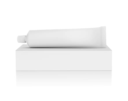Medicine tube and package isolated on white background
