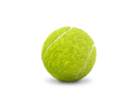 Single tennis ball isolated on white background