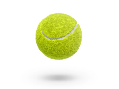 Single tennis ball isolated on white background