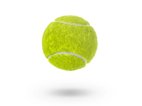 Single tennis ball isolated on white background