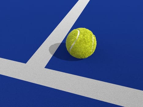 Paddle tennis ball on a blue paddle tennis court. Racket sports