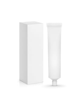 Medicine tube and package isolated on white background