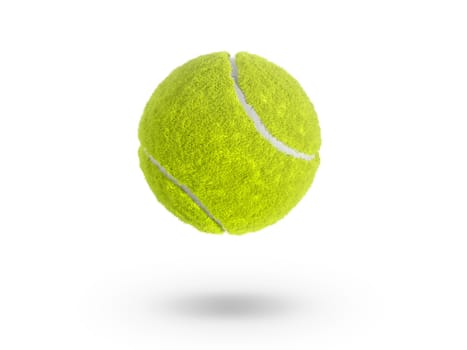 Single tennis ball isolated on white background