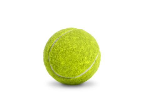 Single tennis ball isolated on white background