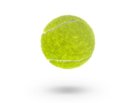 Single tennis ball isolated on white background