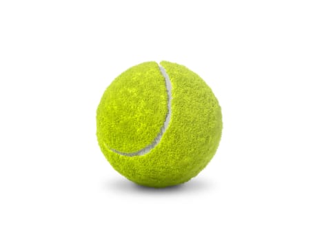 Single tennis ball isolated on white background