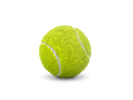 Single tennis ball isolated on white background