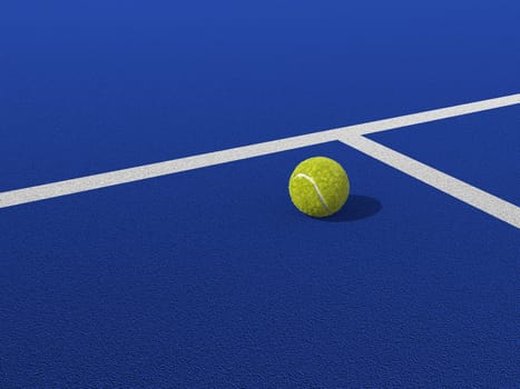 Paddle tennis ball on a blue paddle tennis court. Racket sports