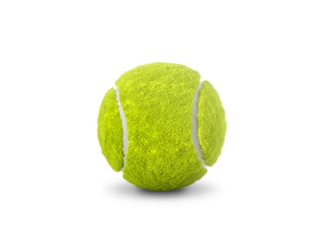 Single tennis ball isolated on white background