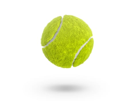 Single tennis ball isolated on white background