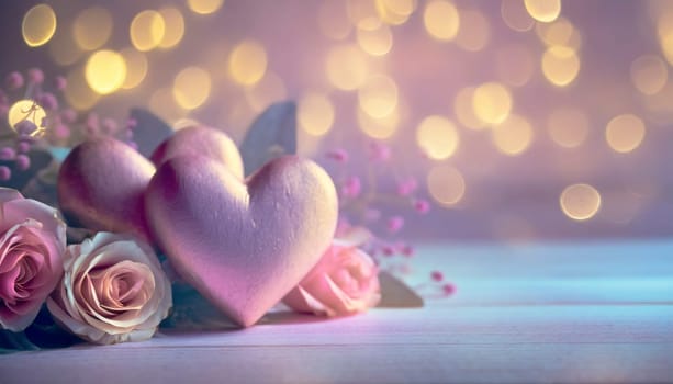 Valentine's day background with hearts. AI generated