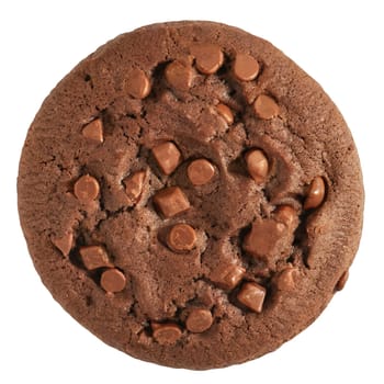 Chocolate chip cookie isolated on white background, top view, AI generated