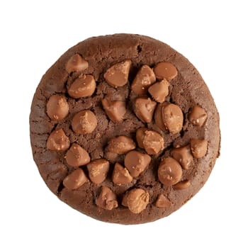 Chocolate chip cookie isolated on white background, top view, AI generated