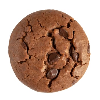 Chocolate chip cookie isolated on white background, top view, AI generated