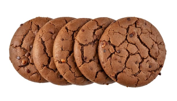 Chocolate chip cookie isolated on white background, top view, AI generated