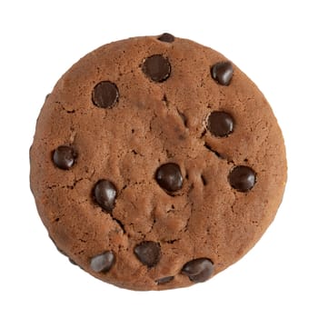 Chocolate chip cookie isolated on white background, top view, AI generated
