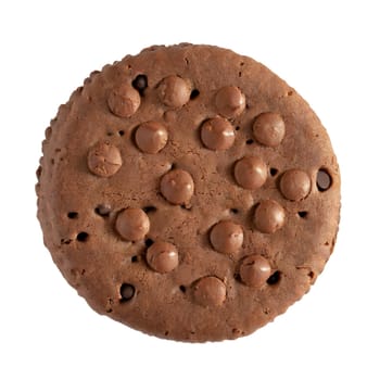 Chocolate chip cookie isolated on white background, top view, AI generated