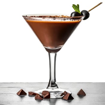 Chocolate martini isolated on white background, AI generated