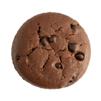 Chocolate chip cookie isolated on white background, top view, AI generated
