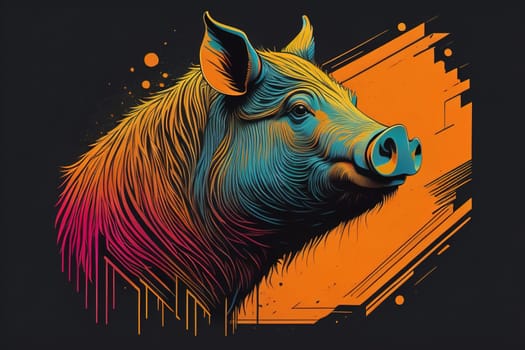 Pig head. Colorful vector illustration. Isolated on a solid color background. generative ai