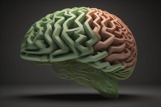 Human brain on a solid color background. ai generative