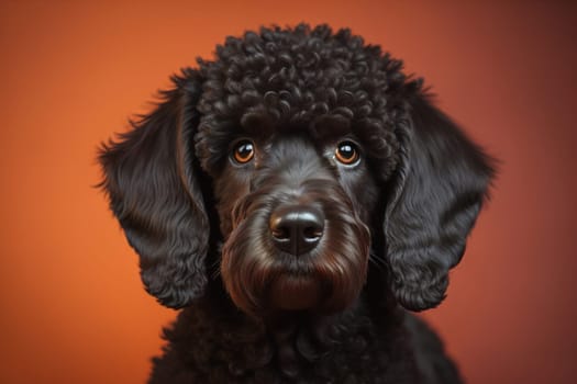 Portrait of a beautiful black dachshund puppy on a solid color background. ai generative