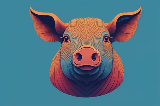 Pig head. Colorful vector illustration. Isolated on a solid color background. generative ai