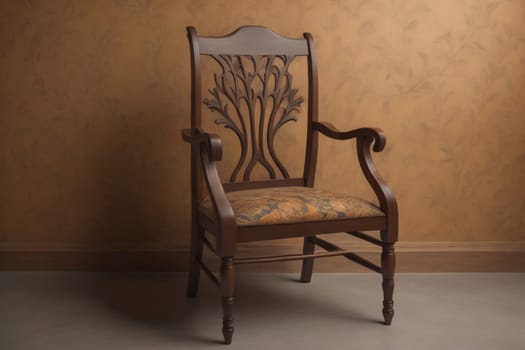 Wooden chair in the room. ai generative