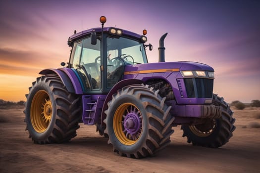 Modern tractor on a colored background. ai generative