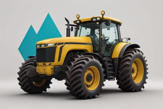 Modern tractor on a colored background. ai generative