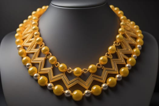necklace on a mannequin in the studio on a solid color background. ai generative