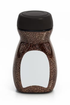 Instant coffee jar with blank label isolated on white background. 3D illustration.