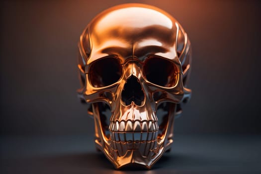 human skull on solid color background. Halloween concept. Close up. ai generative