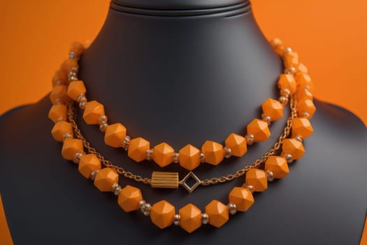 necklace on a mannequin in the studio on a solid color background. ai generative
