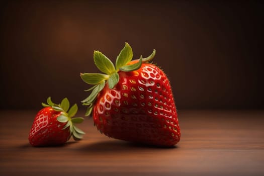 Fresh strawberries on a solid color background. generative ai