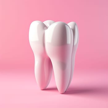 A snow -white tooth on a pink background, the concept of dentistry AI Generated Image