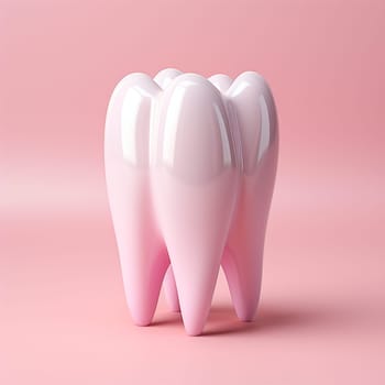 A snow -white tooth on a pink background, the concept of dentistry AI Generated Image