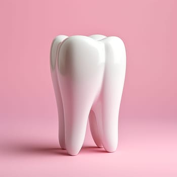 A snow -white tooth on a pink background, the concept of dentistry AI Generated Image