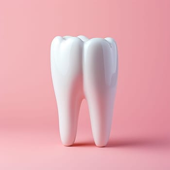A snow -white tooth on a pink background, the concept of dentistry AI Generated Image