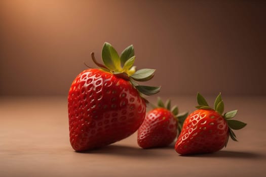 Fresh strawberries on a solid color background. generative ai