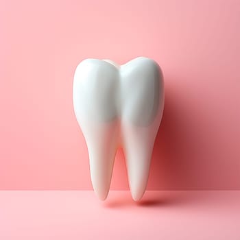A snow -white tooth on a pink background, the concept of dentistry AI Generated Image