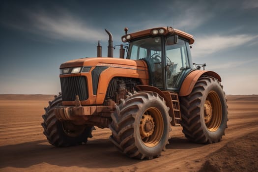Modern tractor on a colored background. ai generative