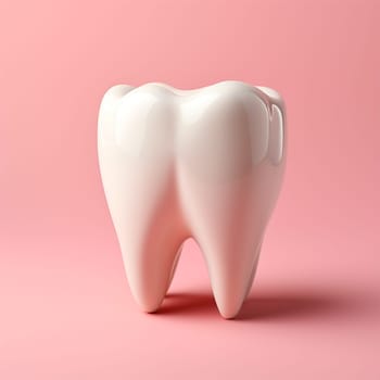 A snow -white tooth on a pink background, the concept of dentistry AI Generated Image