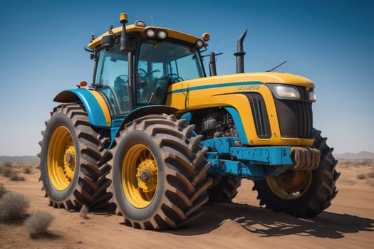 Modern tractor on a colored background. ai generative