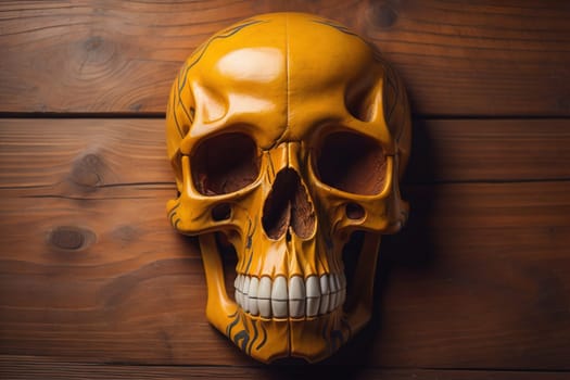 human skull on solid color background. Halloween concept. Close up. ai generative