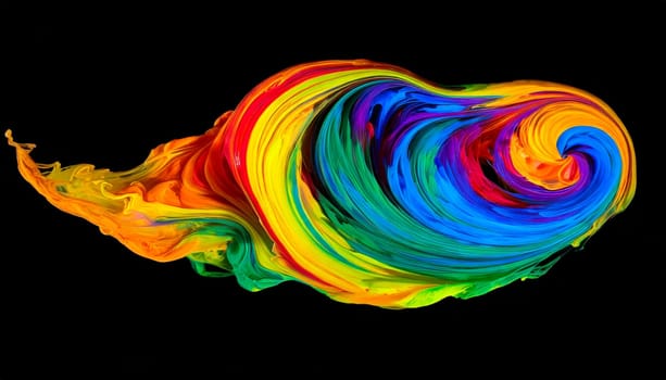 colorful paint brush strokes isolated on black background, AI generated