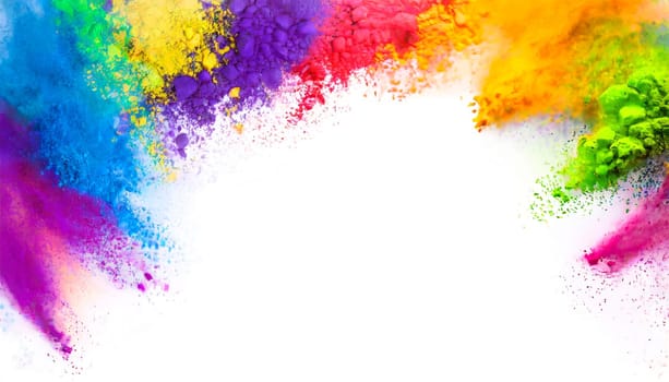 Colorful powder explosion isolated on white background, AI generated
