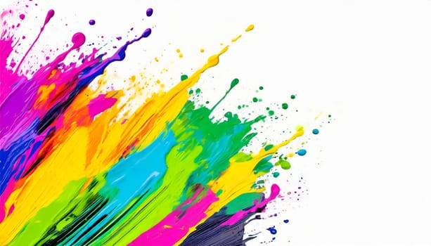 Colorful paint splashes isolated on white background, AI generated