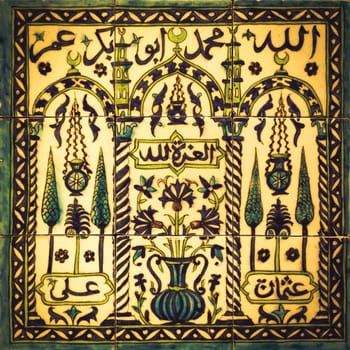 Polychrome decoration from Syria, 17th century,  reproducing the transversal section of the Mosque of the Prophet in Medina
