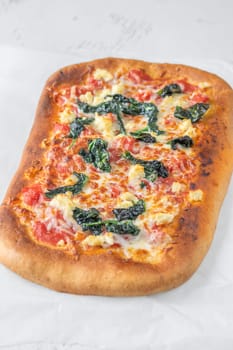 Beef steak focaccia with spinach and cheese
